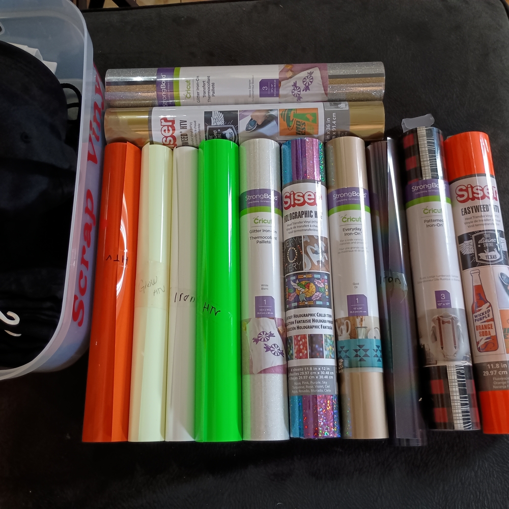 Assorted Vinyl Roll Set - Orange, Cream, Green, Silver, Black